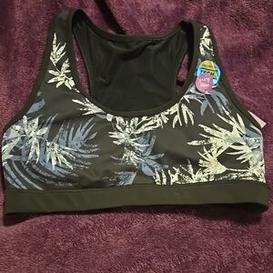 Women's Black and White Floral Swim Top